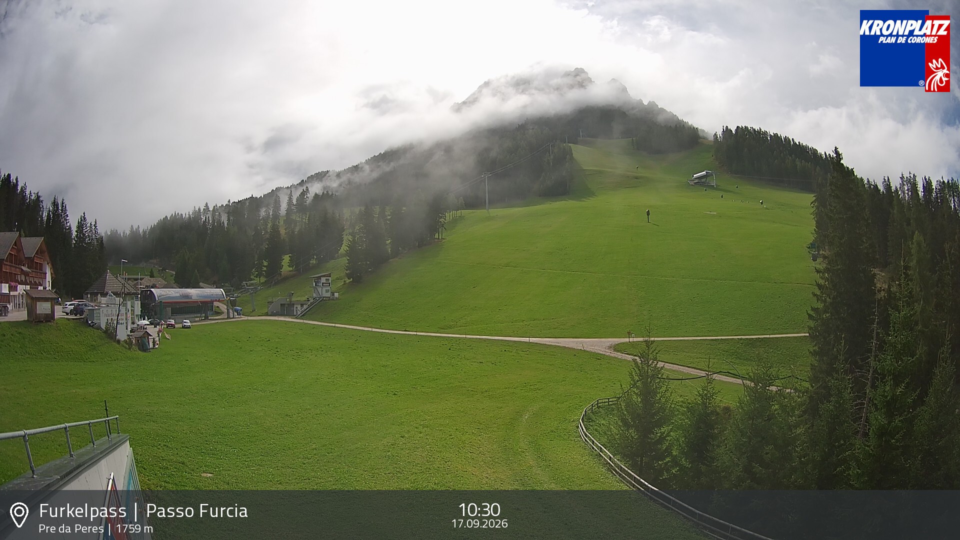 Archived image Webcam Base station Passo Furcia, Plan de Corones