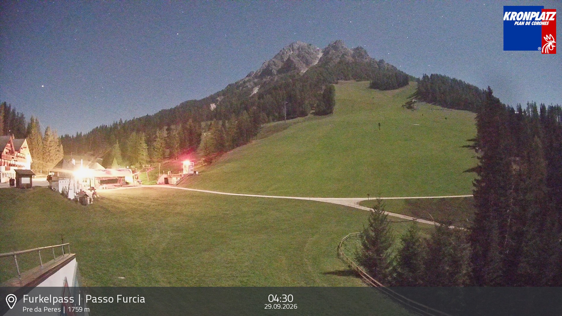 Archived image Webcam Base station Passo Furcia, Plan de Corones