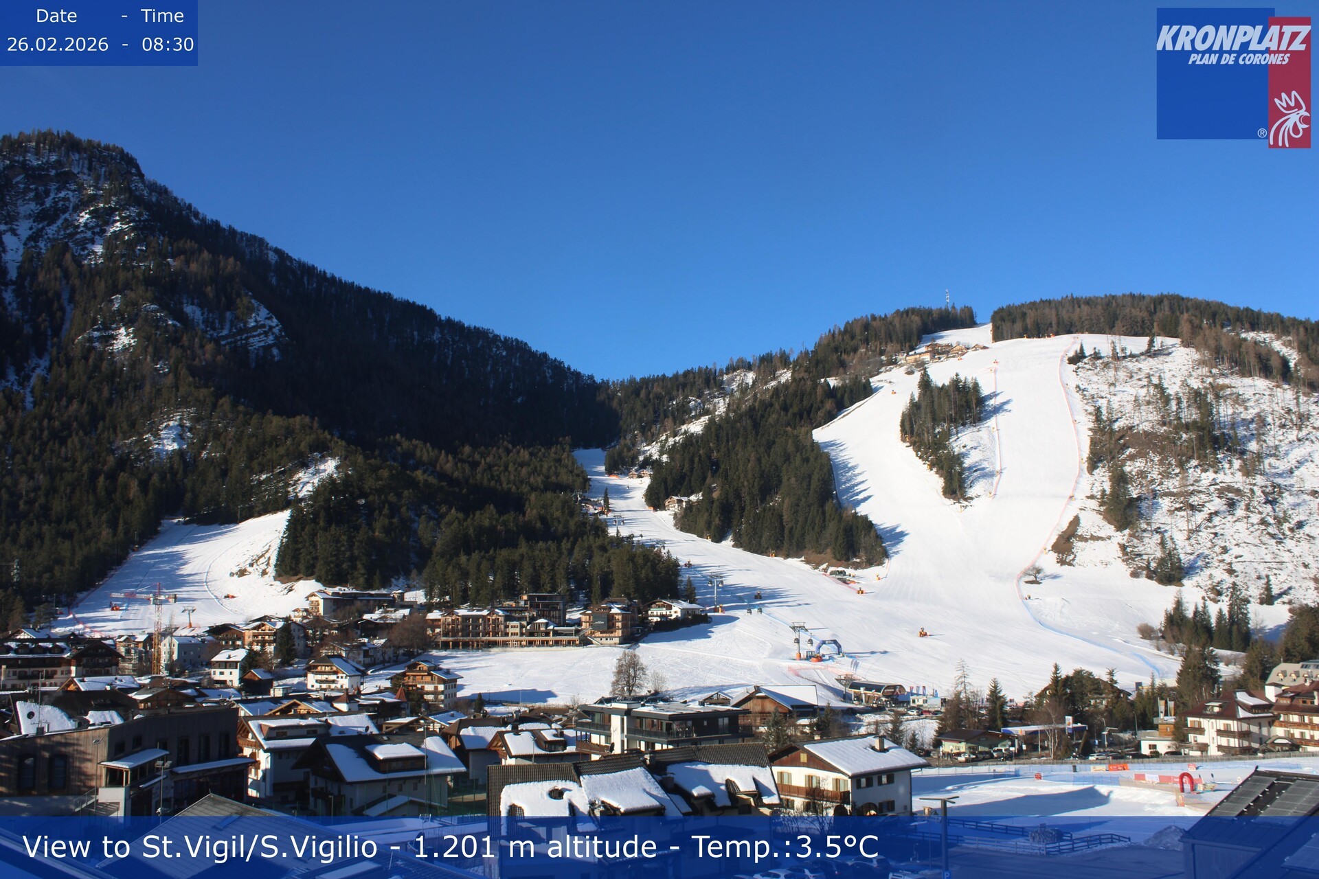 Archived image Webcam San Vigilio at Plan de Corones, South Tyrol