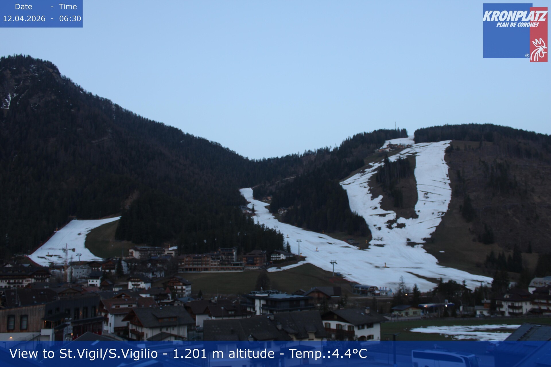Archived image Webcam San Vigilio at Plan de Corones, South Tyrol