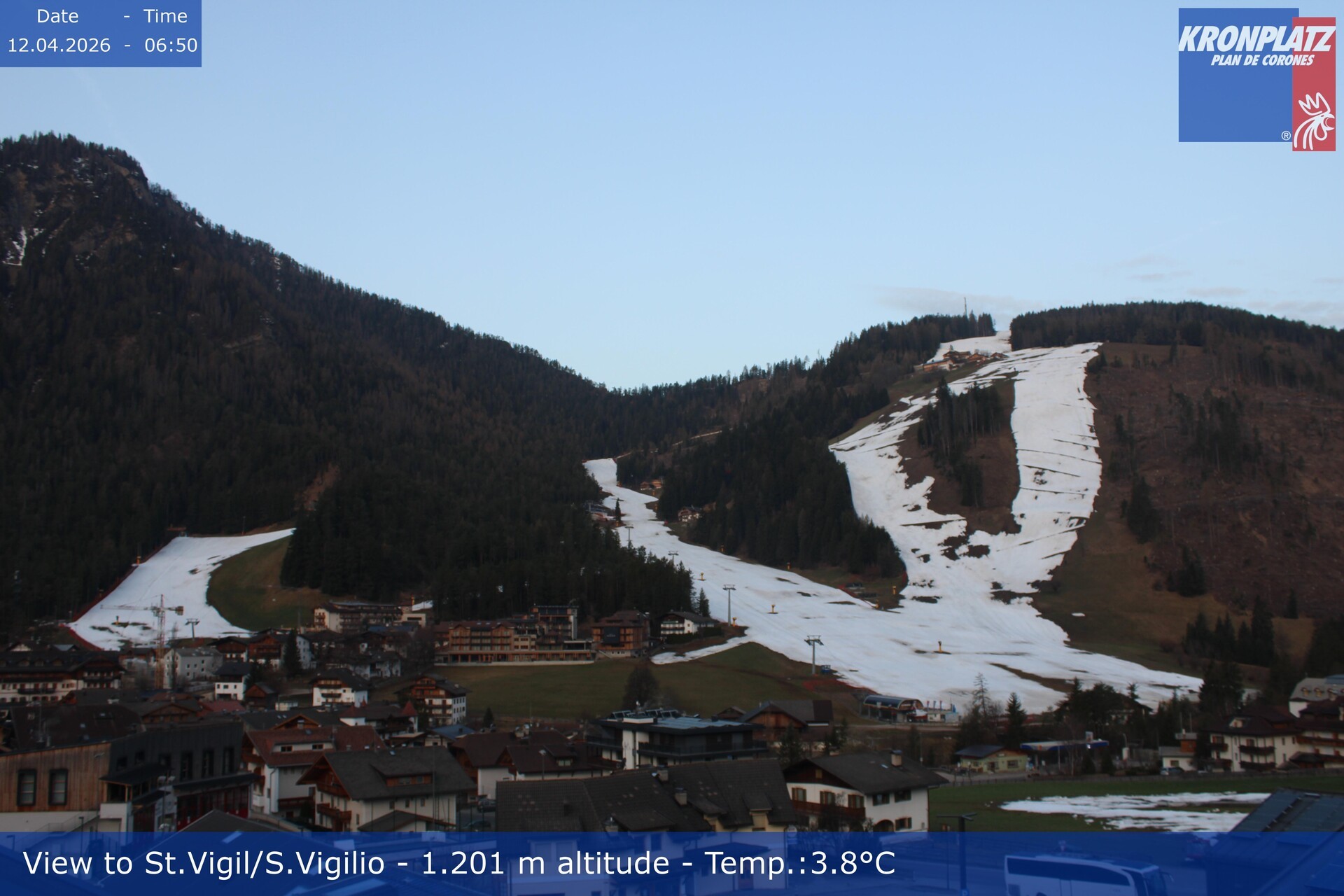 Archived image Webcam San Vigilio at Plan de Corones, South Tyrol
