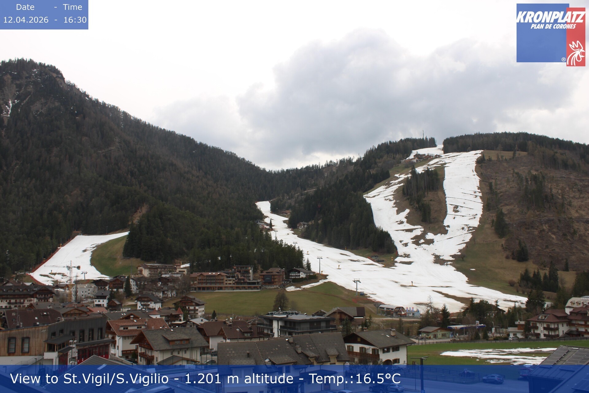 Archived image Webcam San Vigilio at Plan de Corones, South Tyrol