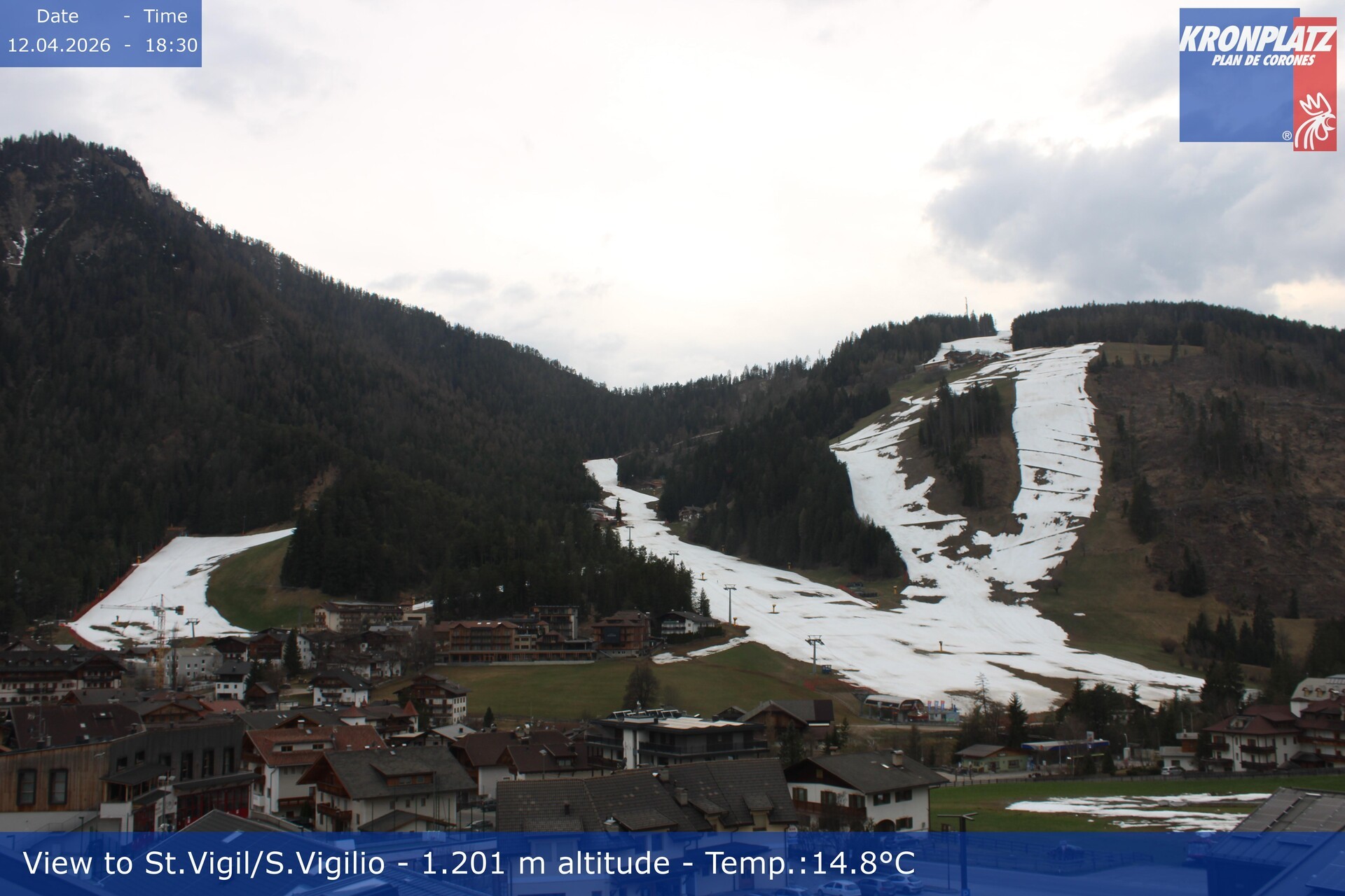 Archived image Webcam San Vigilio at Plan de Corones, South Tyrol