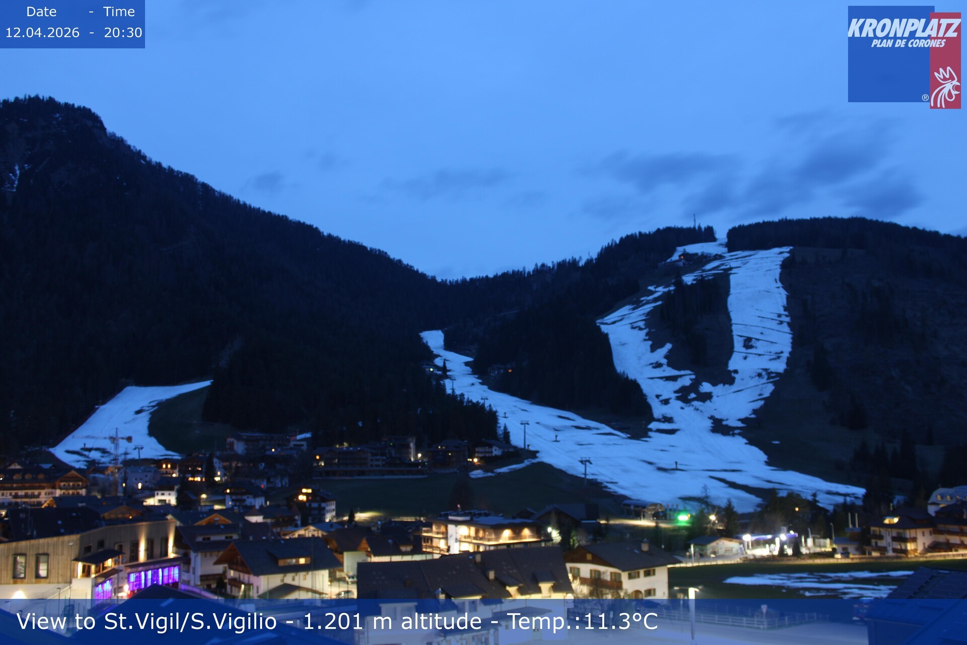 Archived image Webcam San Vigilio at Plan de Corones, South Tyrol