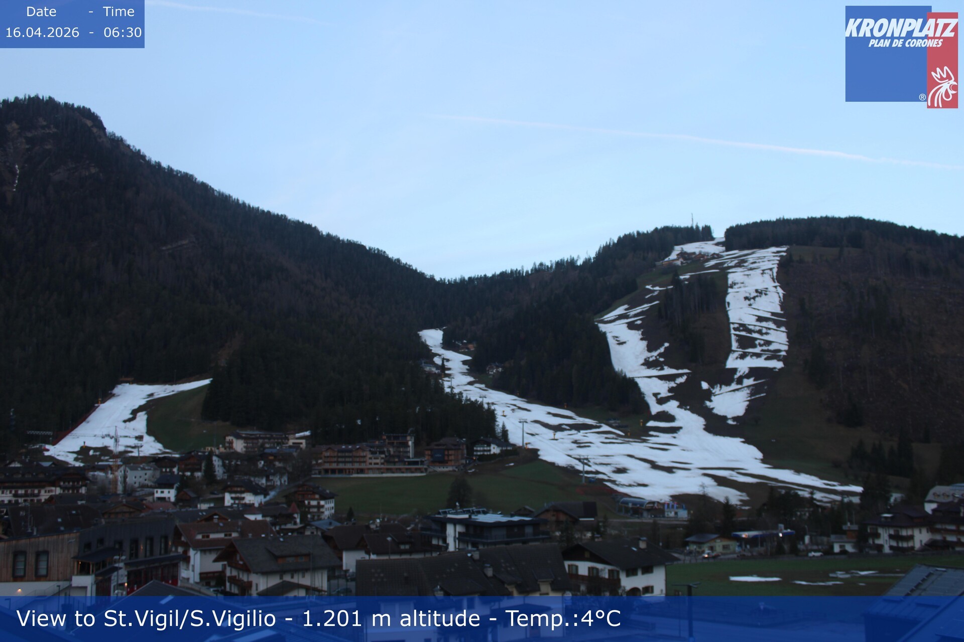 Archived image Webcam San Vigilio at Plan de Corones, South Tyrol