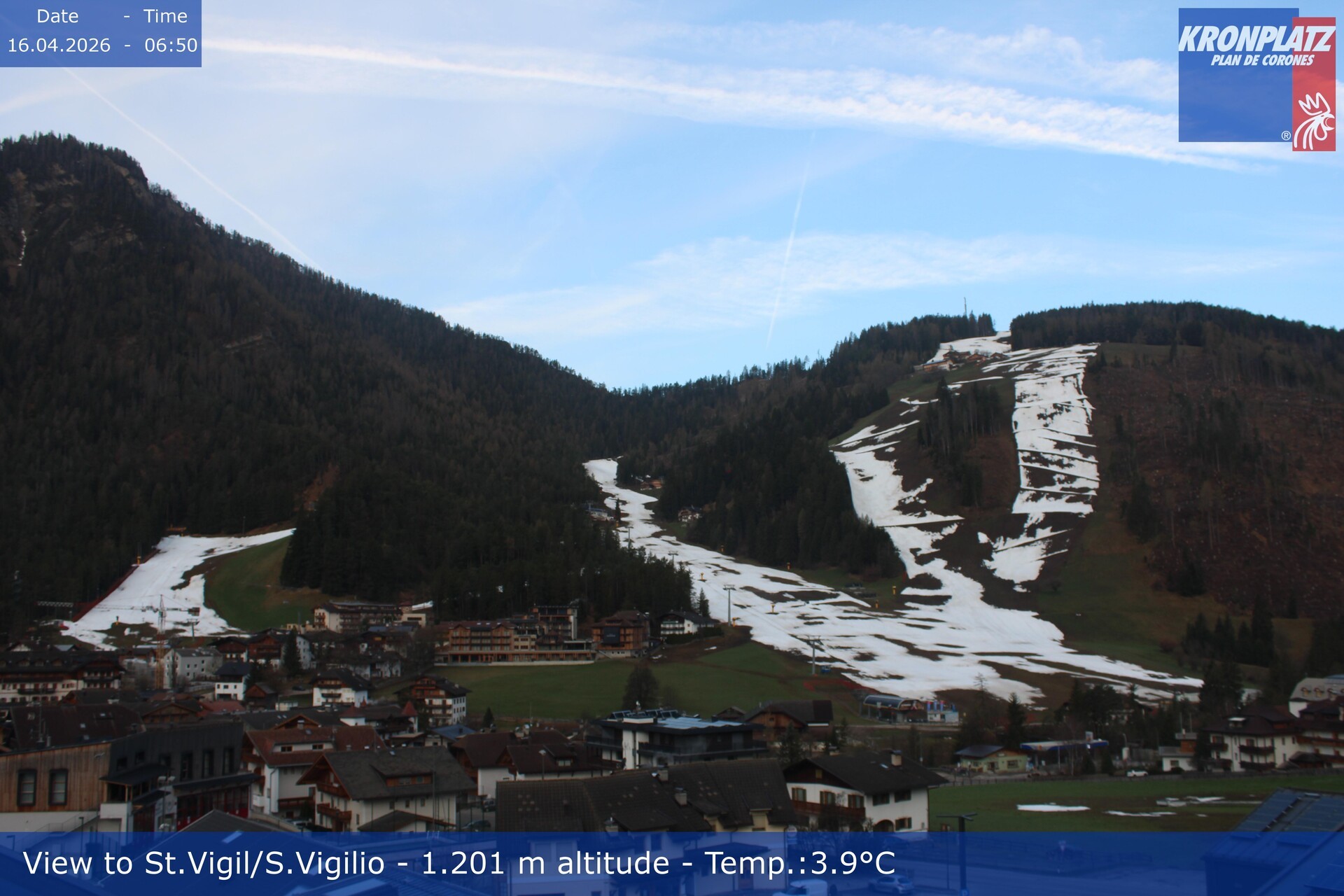 Archived image Webcam San Vigilio at Plan de Corones, South Tyrol