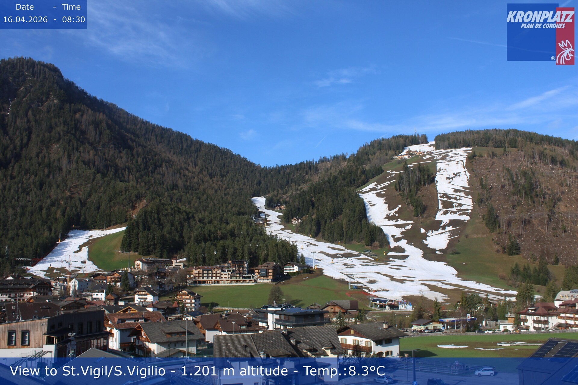 Archived image Webcam San Vigilio at Plan de Corones, South Tyrol