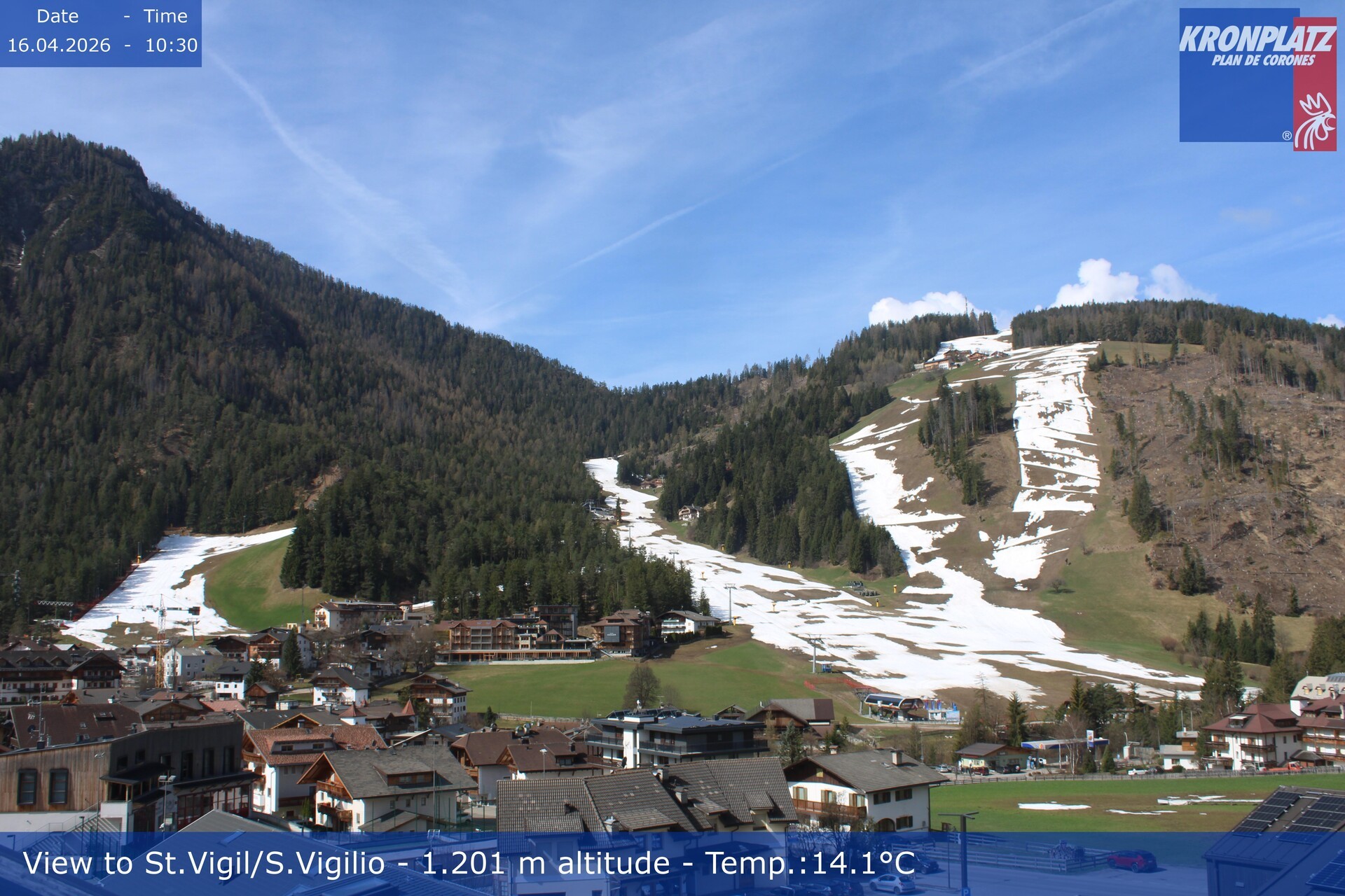 Archived image Webcam San Vigilio at Plan de Corones, South Tyrol