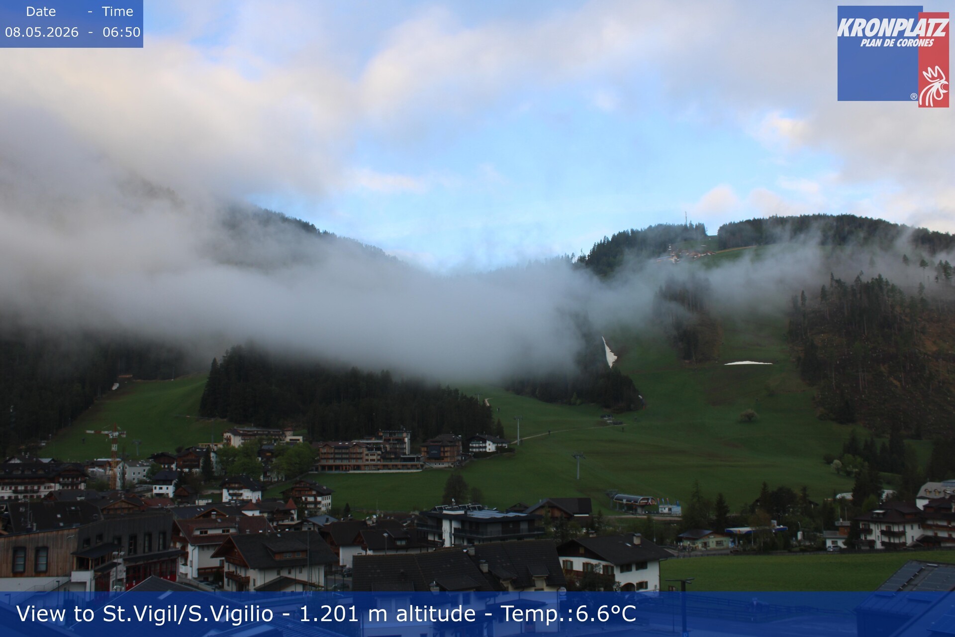 Archived image Webcam San Vigilio at Plan de Corones, South Tyrol