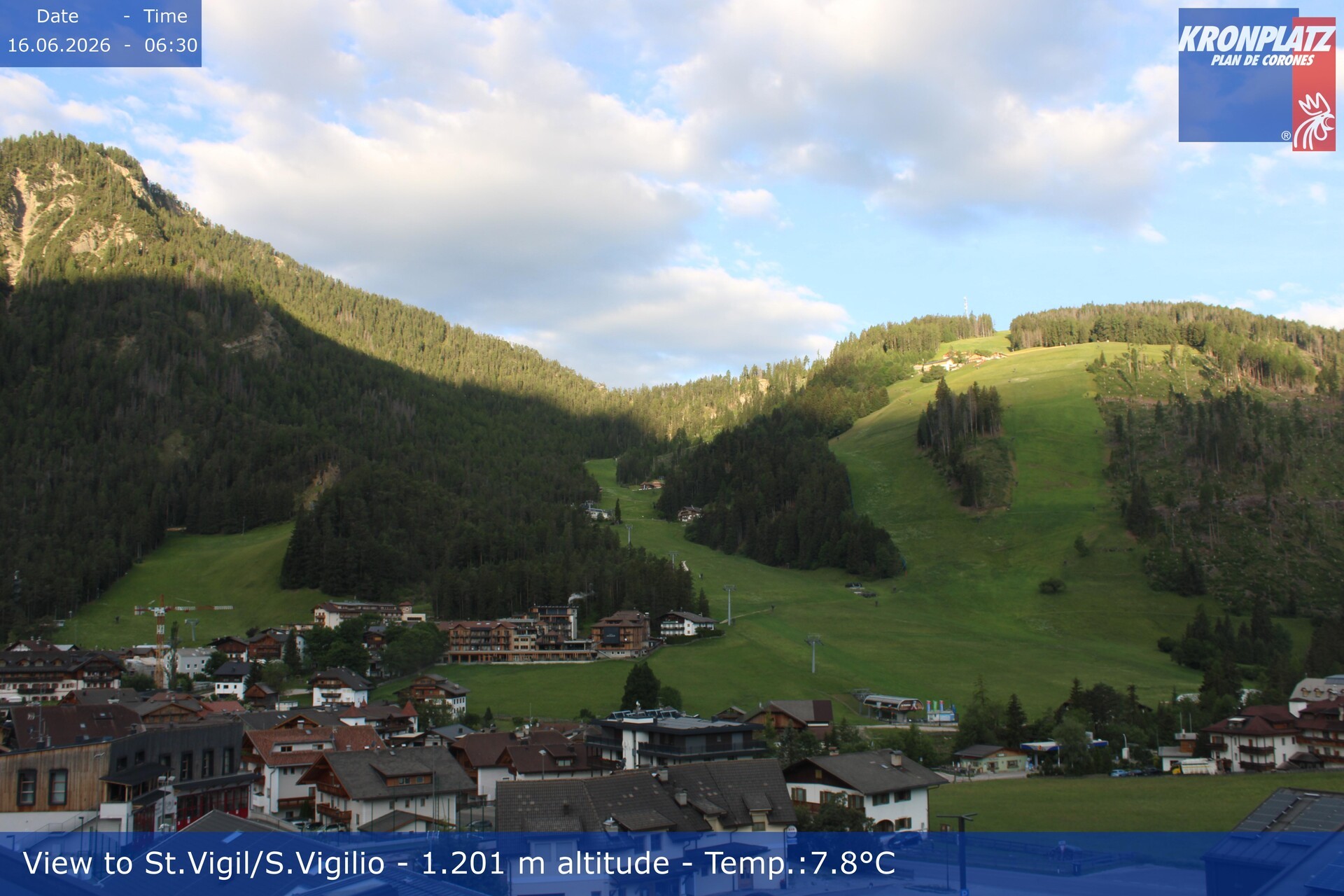 Archived image Webcam San Vigilio at Plan de Corones, South Tyrol
