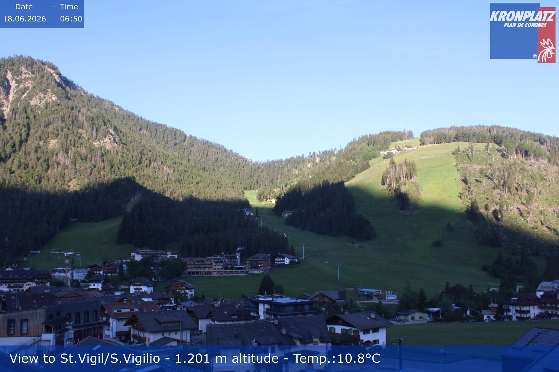 Archived image Webcam San Vigilio at Plan de Corones, South Tyrol