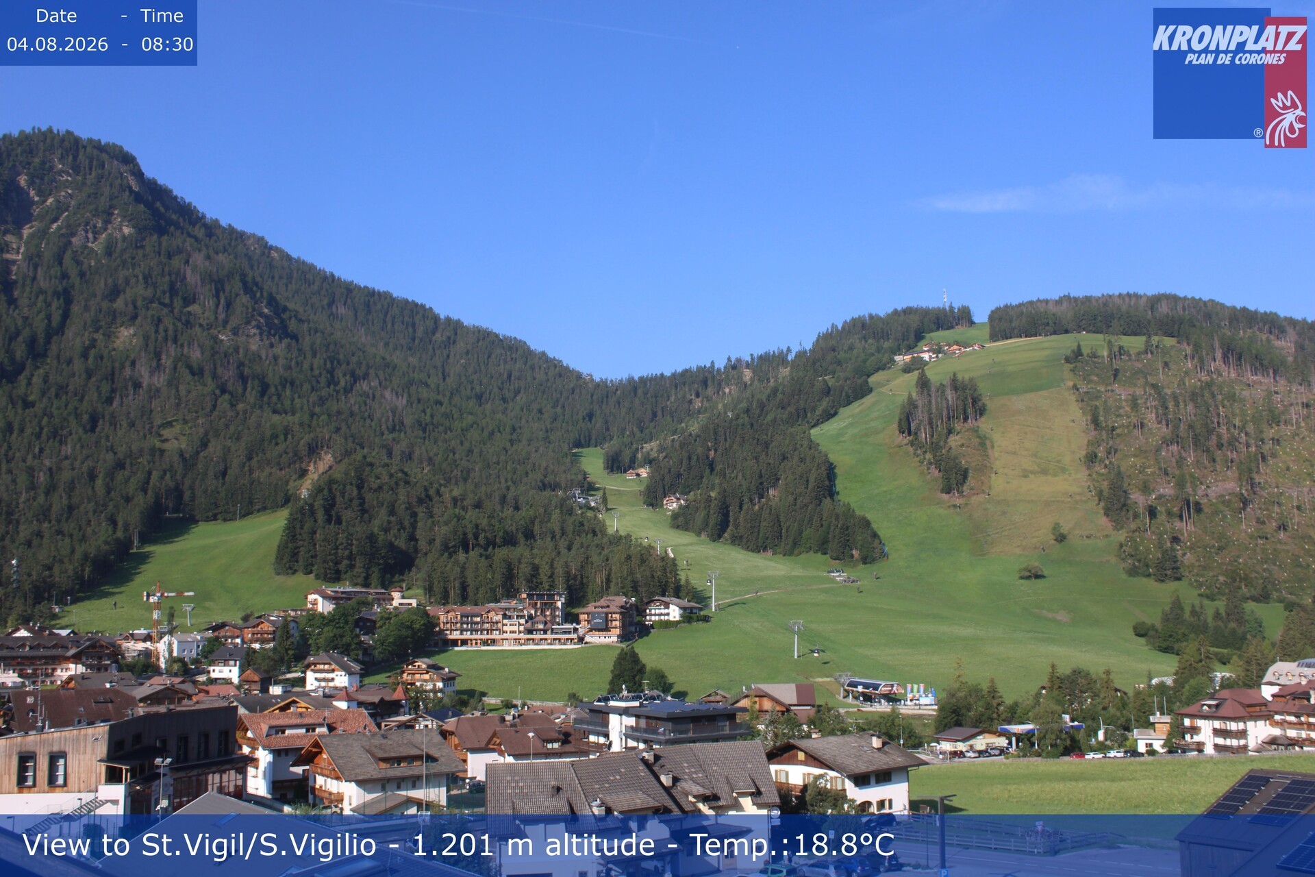 Archived image Webcam San Vigilio at Plan de Corones, South Tyrol