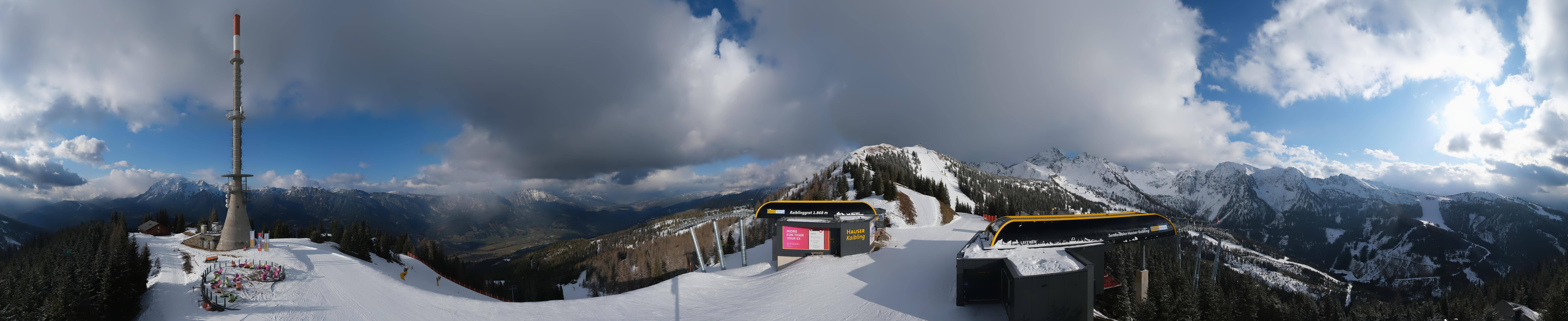 Archiv Foto Webcam Hauser Kaibling: Panorama Sendemast