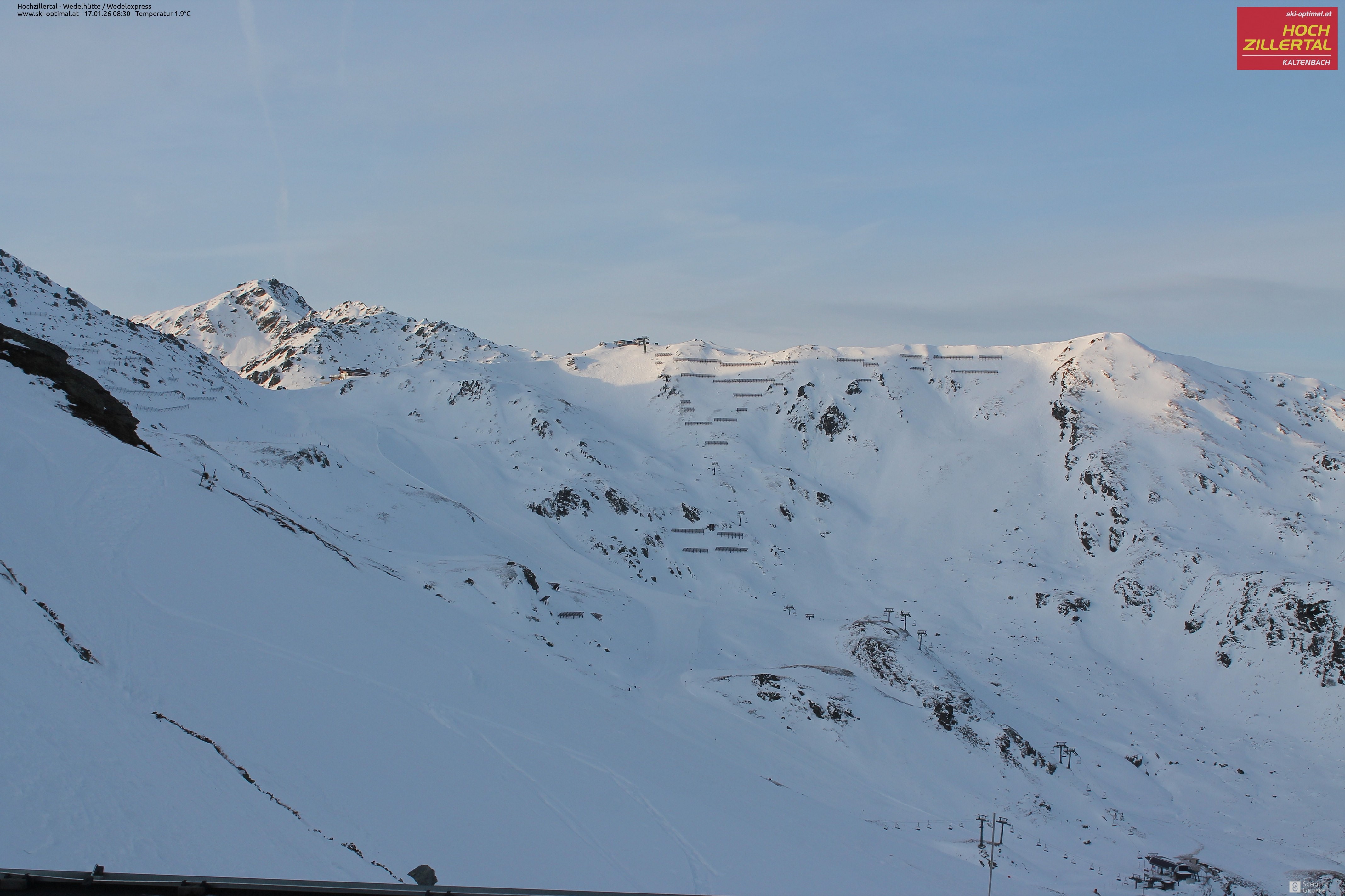 Archiv Foto Webcam Hochzillertal: Blick zur Wedelhütte
