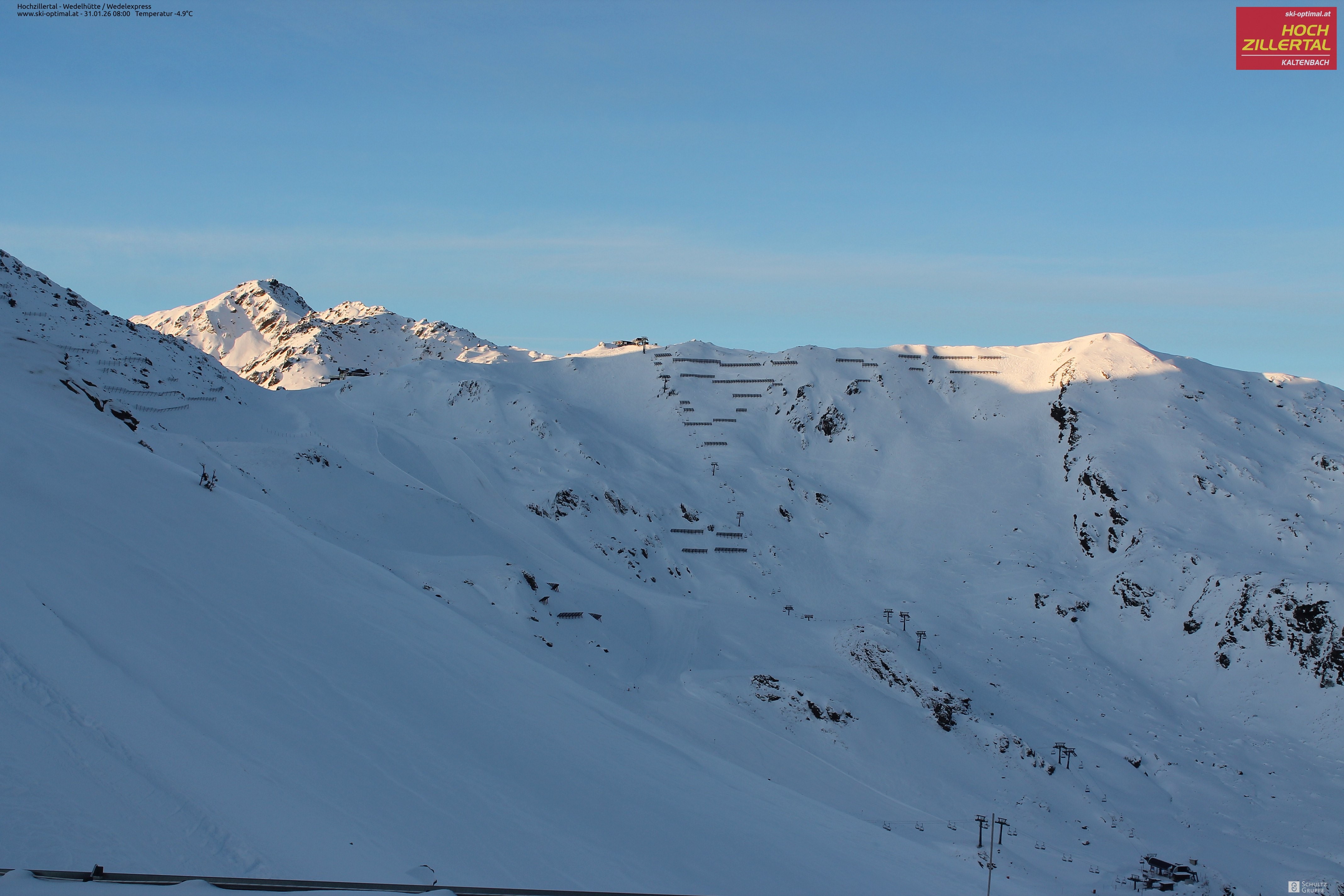 Archiv Foto Webcam Hochzillertal: Blick zur Wedelhütte