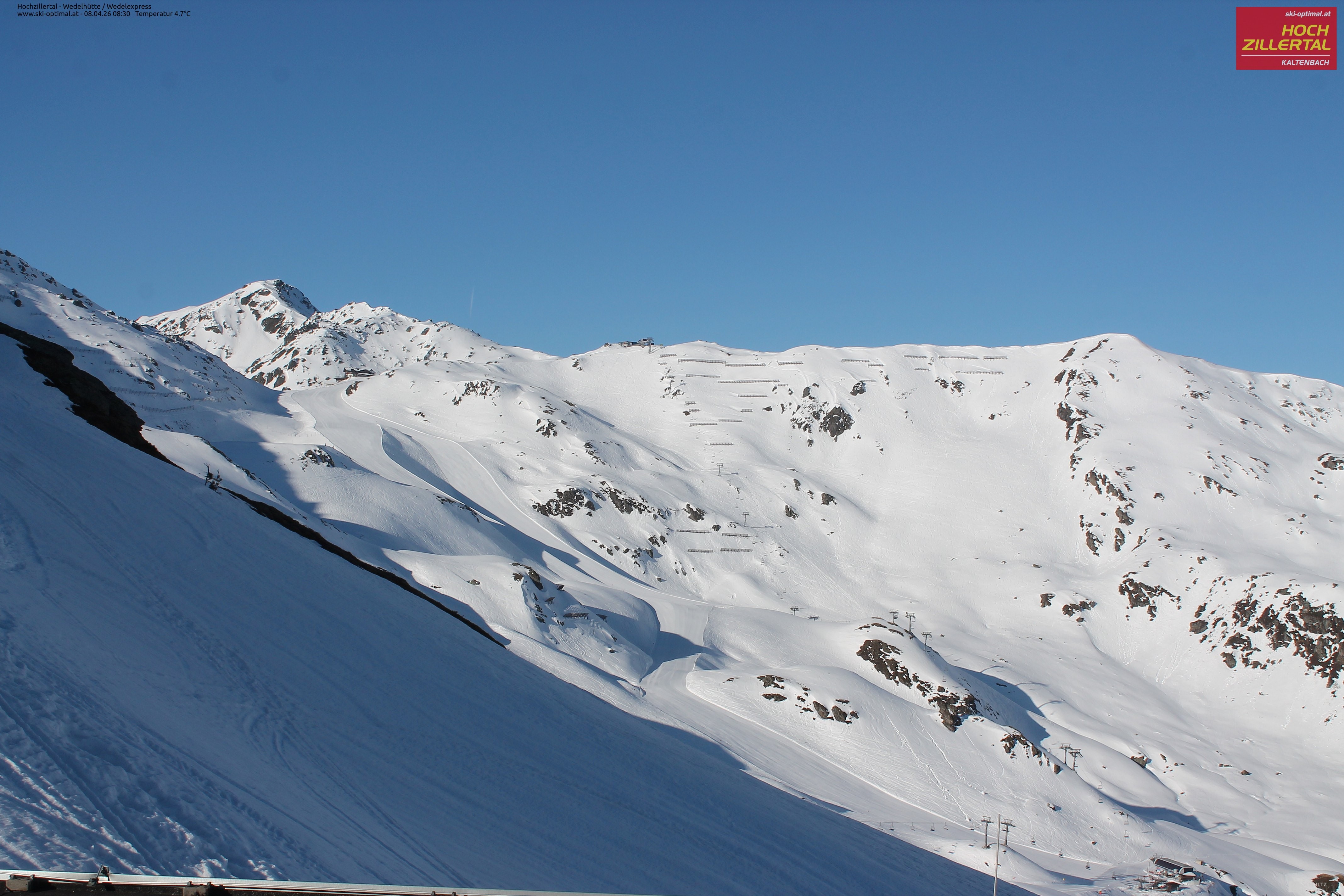 Archiv Foto Webcam Hochzillertal: Blick zur Wedelhütte
