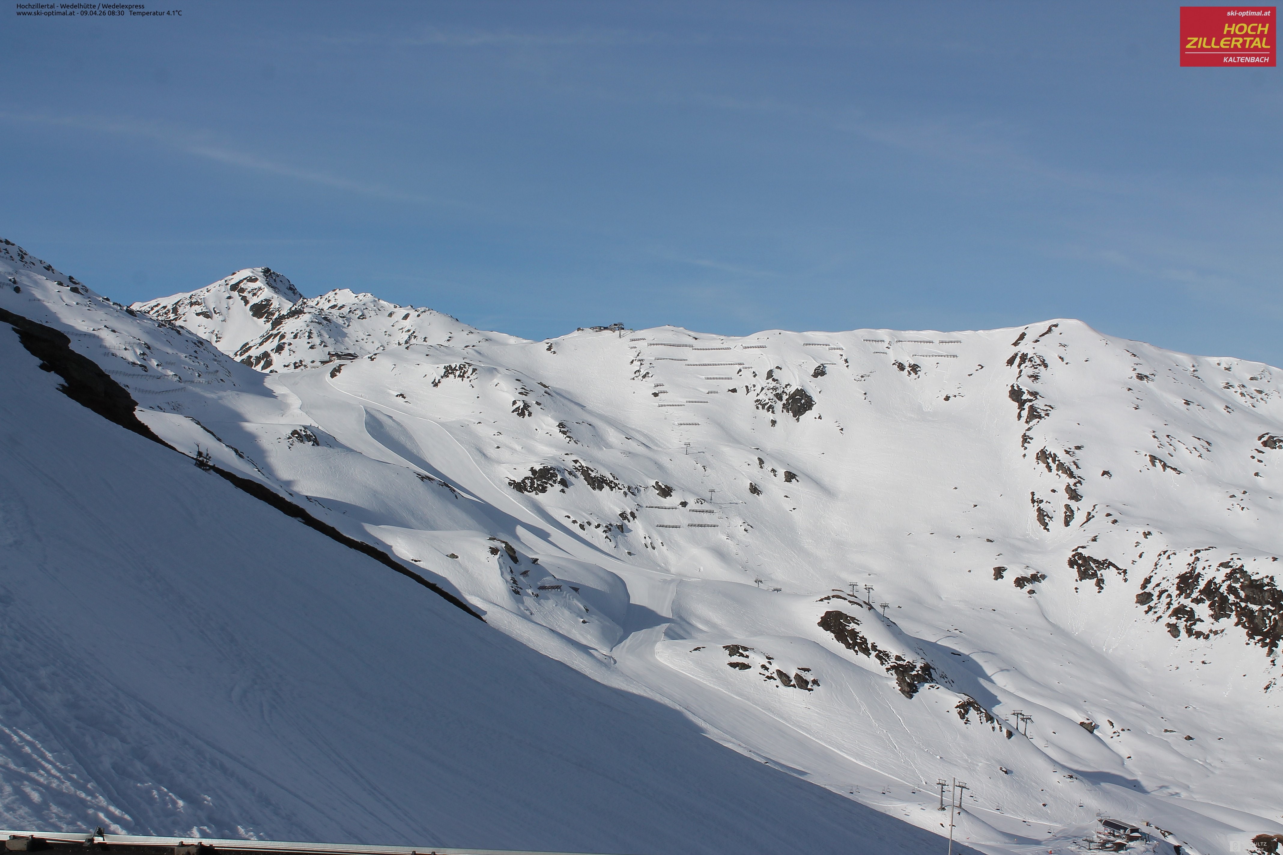 Archiv Foto Webcam Hochzillertal: Blick zur Wedelhütte