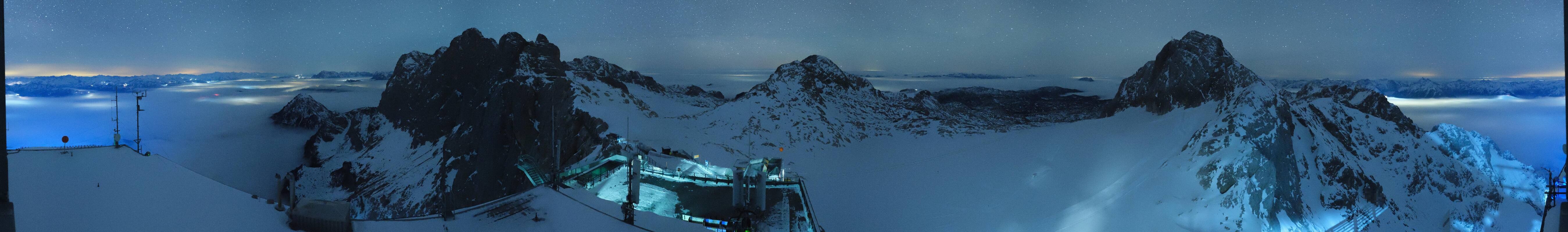 Archiv Foto Webcam Dachstein Gletscher: Panoramablick von der Bergstation