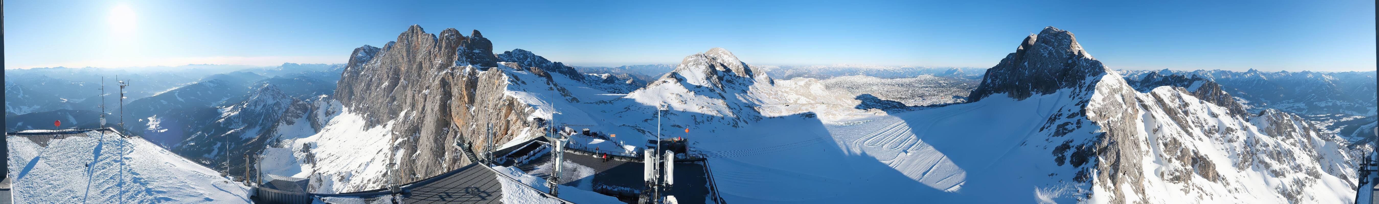 Archiv Foto Webcam Dachstein Gletscher: Panoramablick von der Bergstation