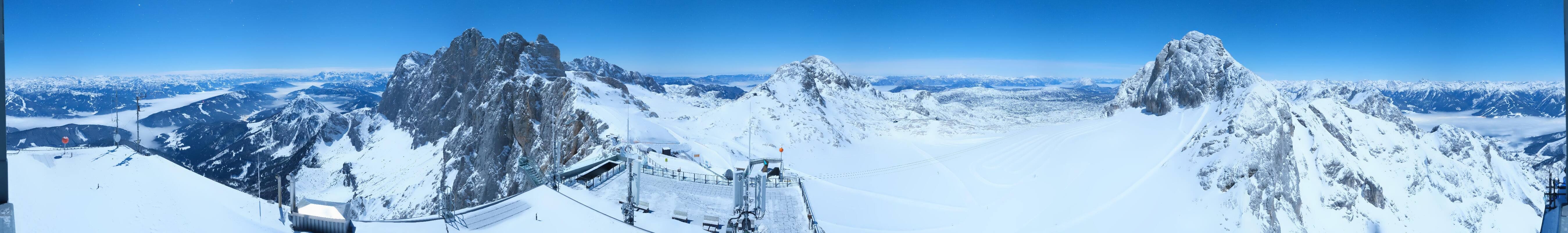 Archiv Foto Webcam Dachstein Gletscher: Panoramablick von der Bergstation