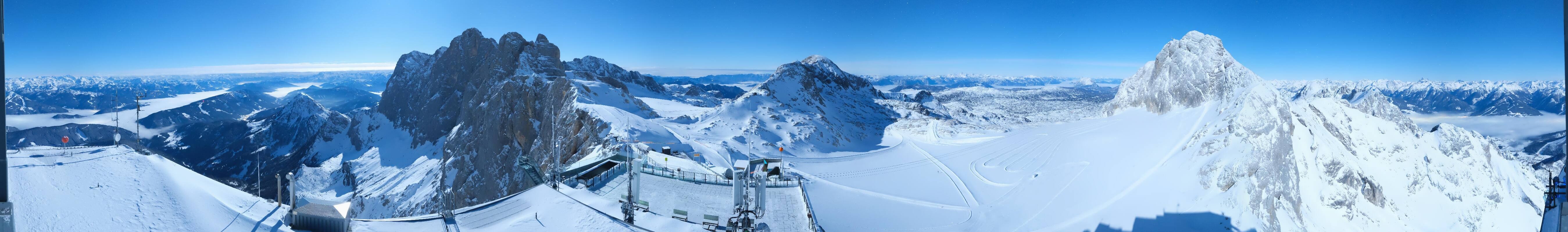 Archiv Foto Webcam Dachstein Gletscher: Panoramablick von der Bergstation