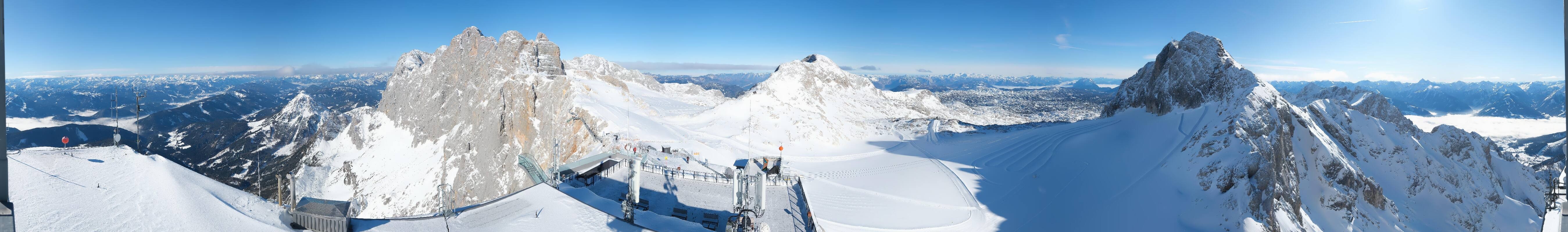 Archiv Foto Webcam Dachstein Gletscher: Panoramablick von der Bergstation