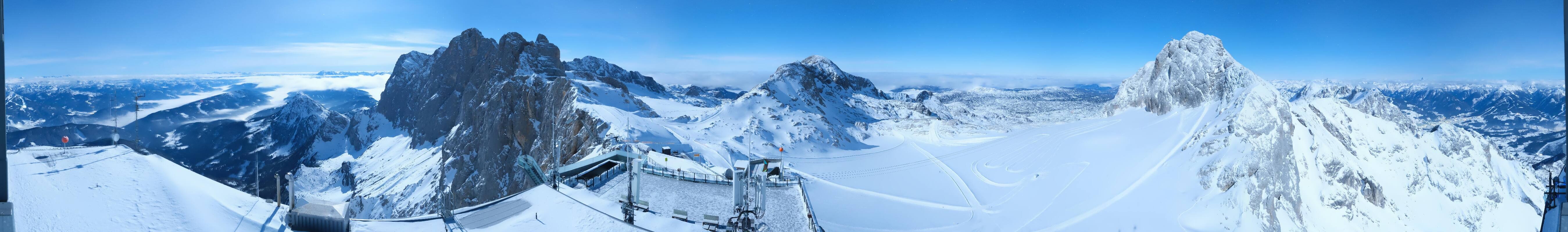 Archiv Foto Webcam Dachstein Gletscher: Panoramablick von der Bergstation