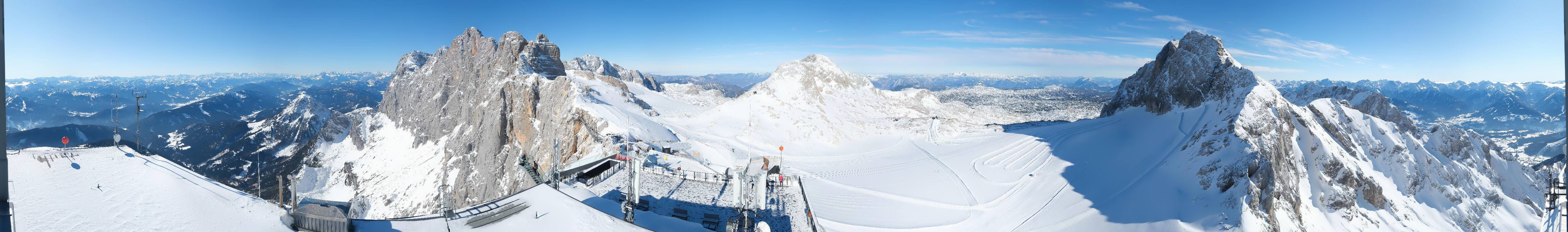 Archiv Foto Webcam Dachstein Gletscher: Panoramablick von der Bergstation