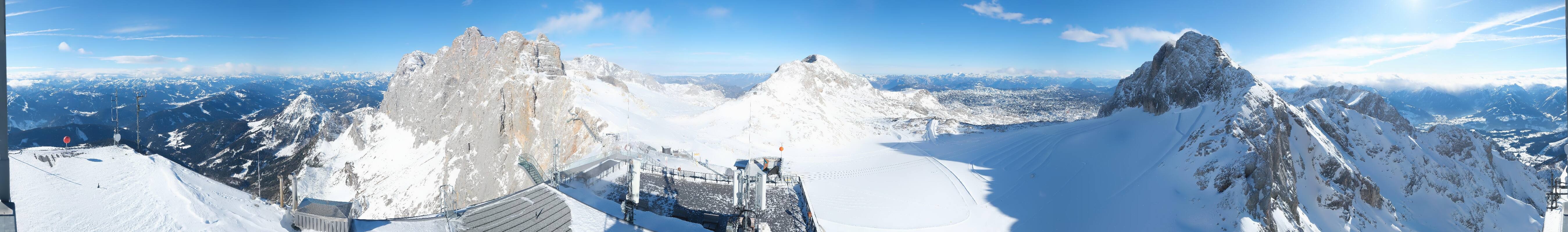 Archiv Foto Webcam Dachstein Gletscher: Panoramablick von der Bergstation