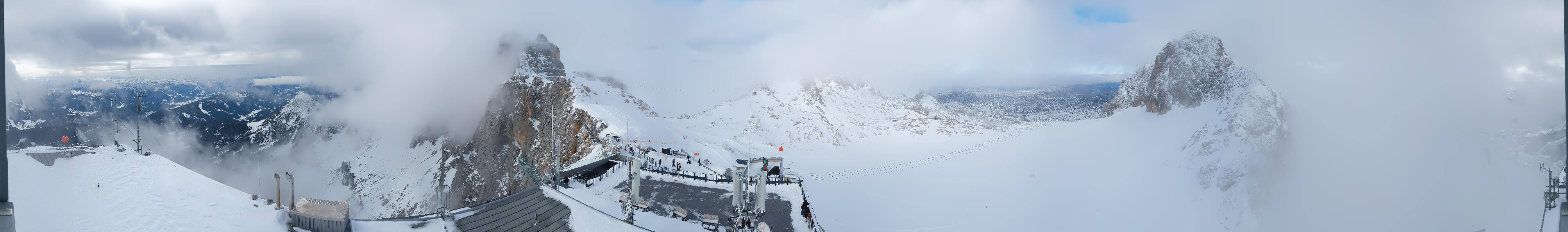 Archiv Foto Webcam Dachstein Gletscher: Panoramablick von der Bergstation