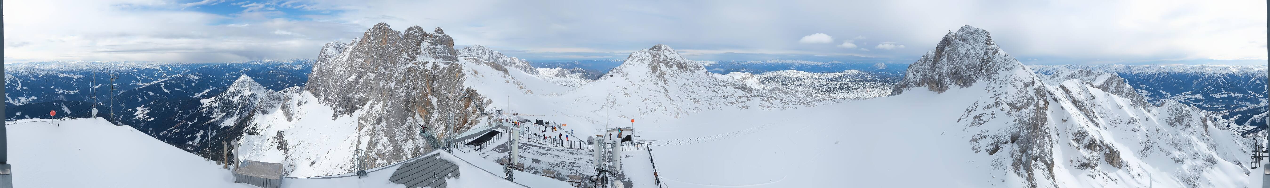 Archiv Foto Webcam Dachstein Gletscher: Panoramablick von der Bergstation