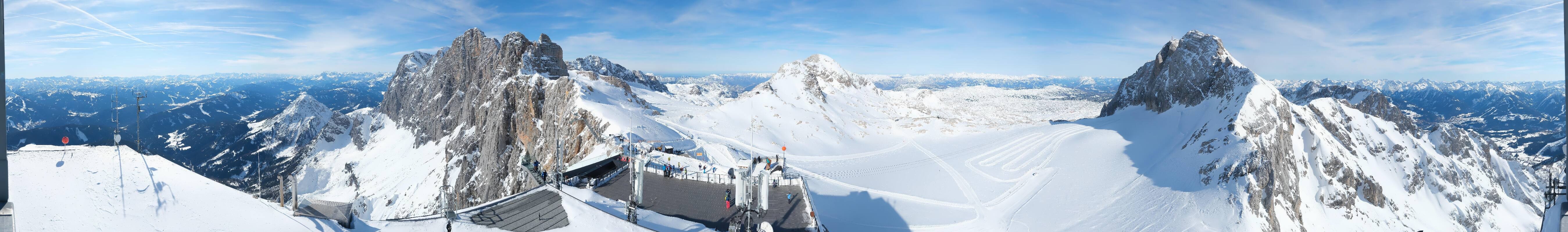Archiv Foto Webcam Dachstein Gletscher: Panoramablick von der Bergstation
