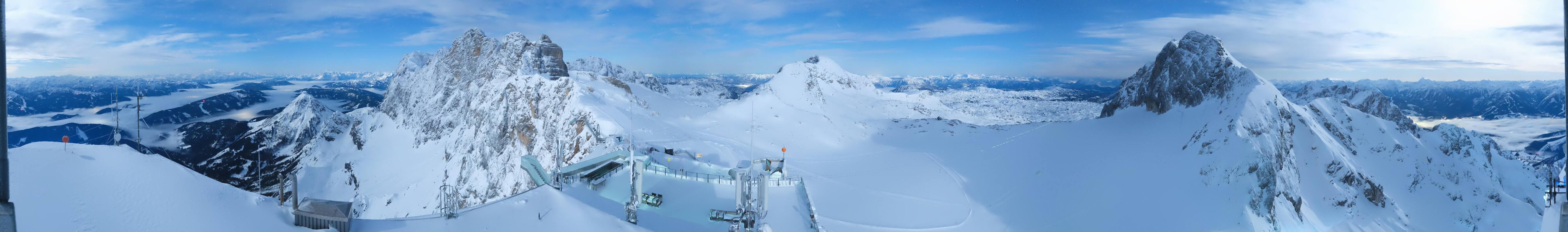 Archiv Foto Webcam Dachstein Gletscher: Panoramablick von der Bergstation