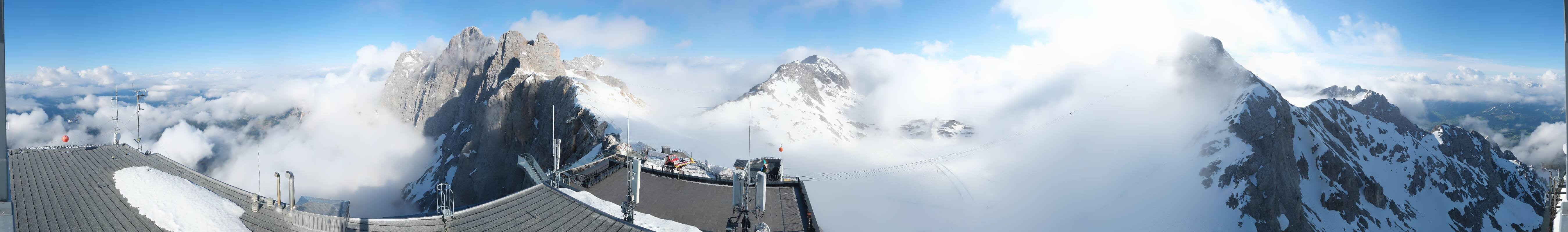 Archiv Foto Webcam Dachstein Gletscher: Panoramablick von der Bergstation