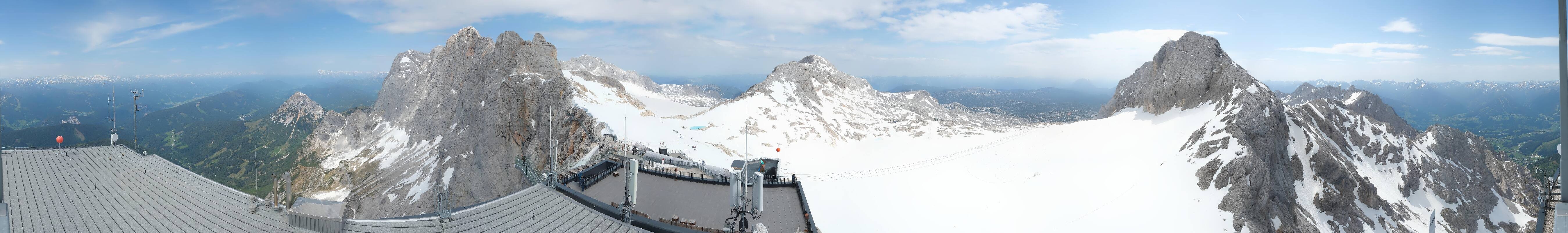 Archiv Foto Webcam Dachstein Gletscher: Panoramablick von der Bergstation