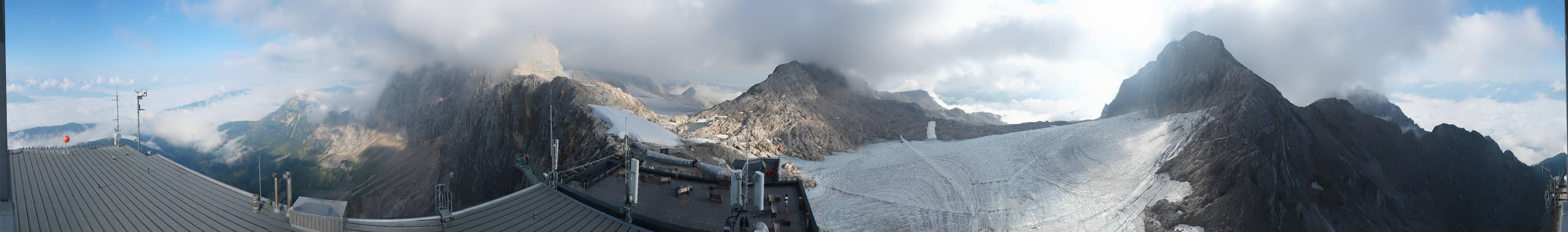 Archiv Foto Webcam Dachstein Gletscher: Panoramablick von der Bergstation