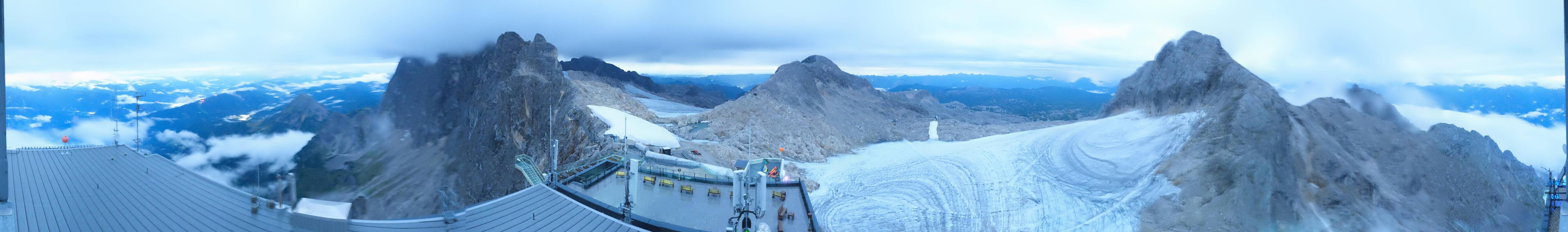 Archiv Foto Webcam Dachstein Gletscher: Panoramablick von der Bergstation