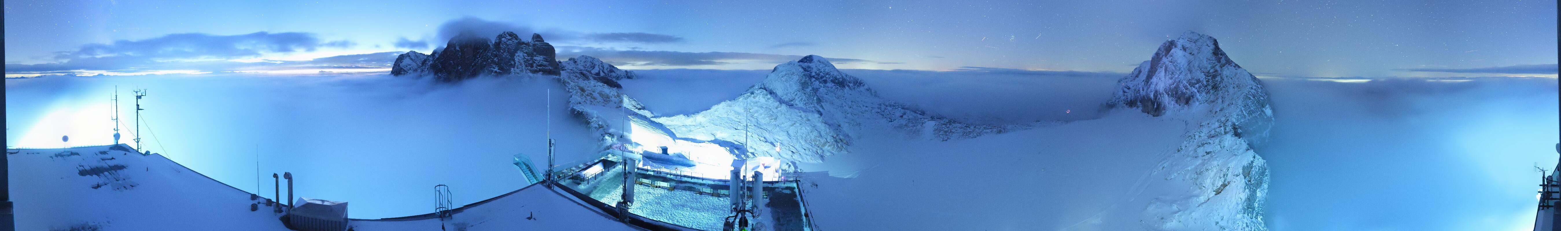 Archiv Foto Webcam Dachstein Gletscher: Panoramablick von der Bergstation