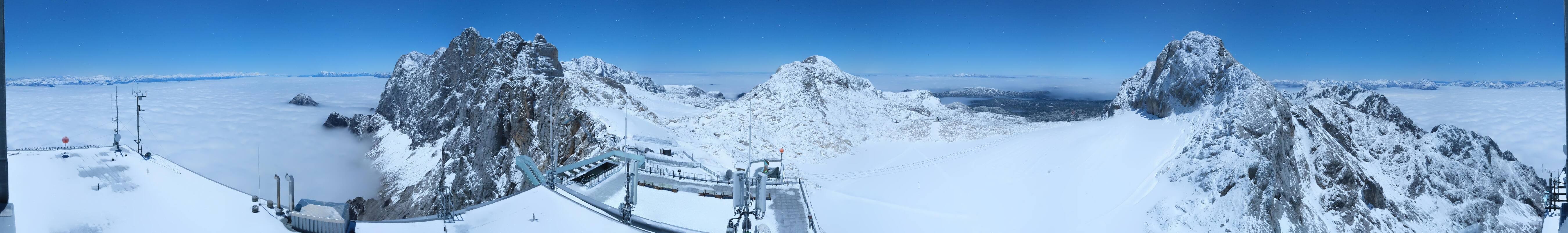 Archiv Foto Webcam Dachstein Gletscher: Panoramablick von der Bergstation