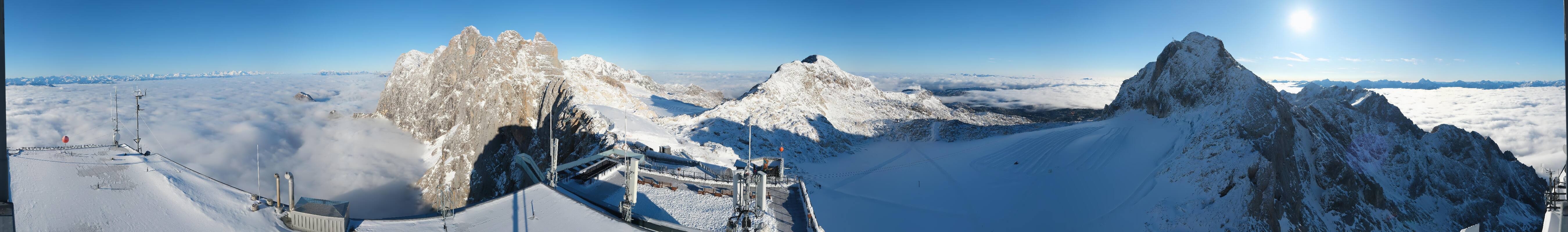 Archiv Foto Webcam Dachstein Gletscher: Panoramablick von der Bergstation