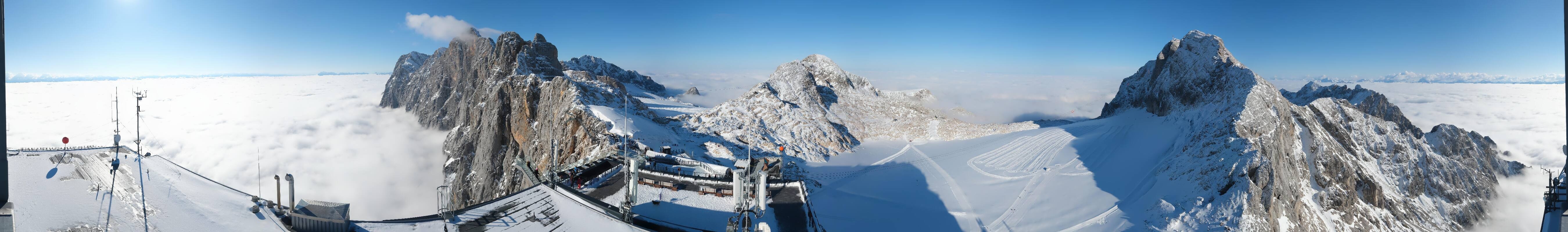Archiv Foto Webcam Dachstein Gletscher: Panoramablick von der Bergstation