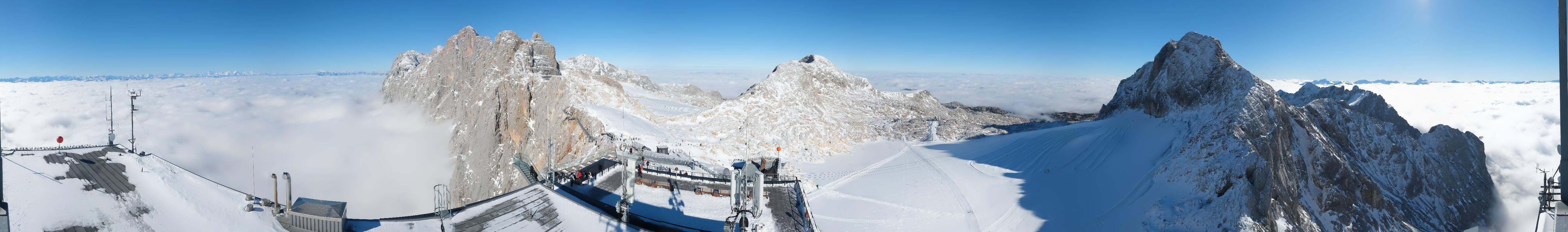 Archiv Foto Webcam Dachstein Gletscher: Panoramablick von der Bergstation