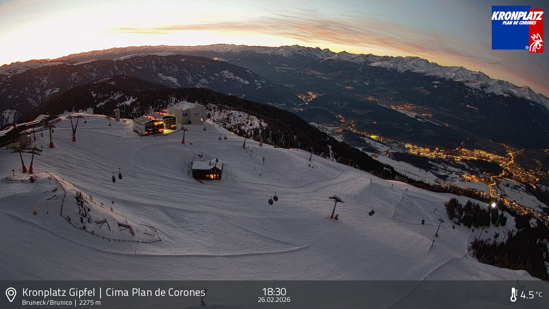 Archived image Webcam View To Brunico, Plan De Corones