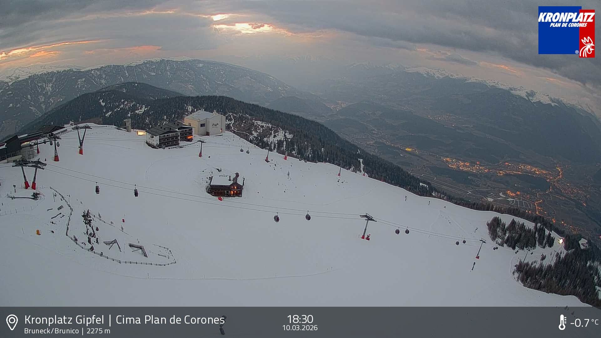 Archiv Foto Webcam Blick auf Bruneck, Kronplatz