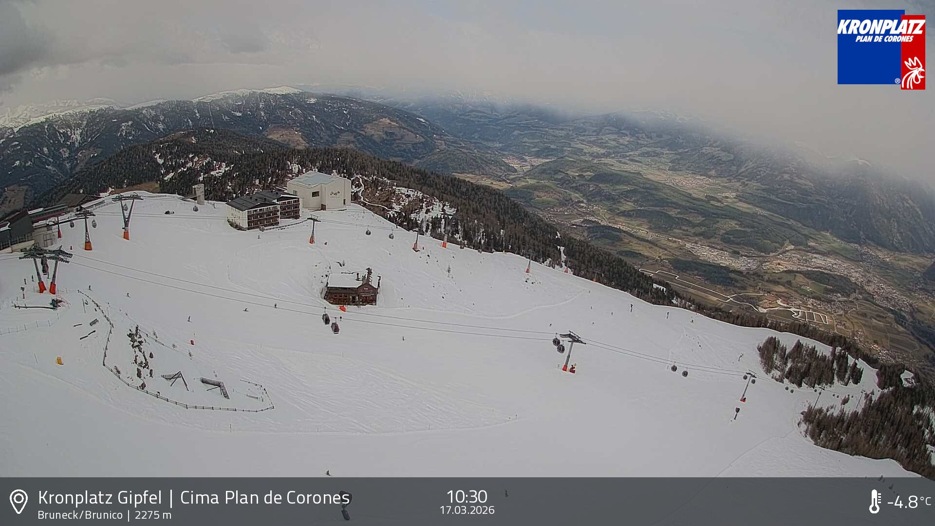 Archiv Foto Webcam Blick auf Bruneck, Kronplatz