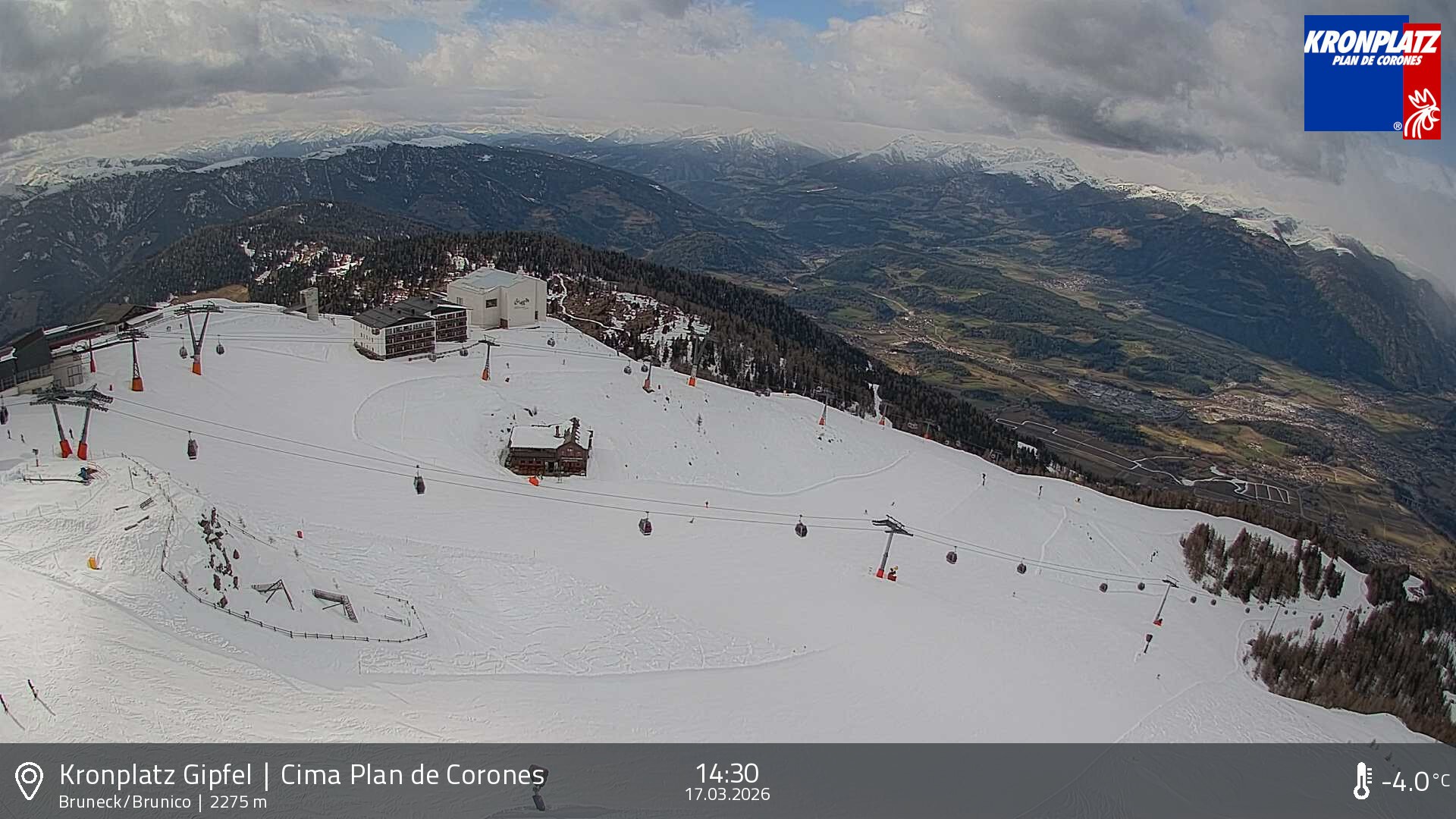 Archiv Foto Webcam Blick auf Bruneck, Kronplatz