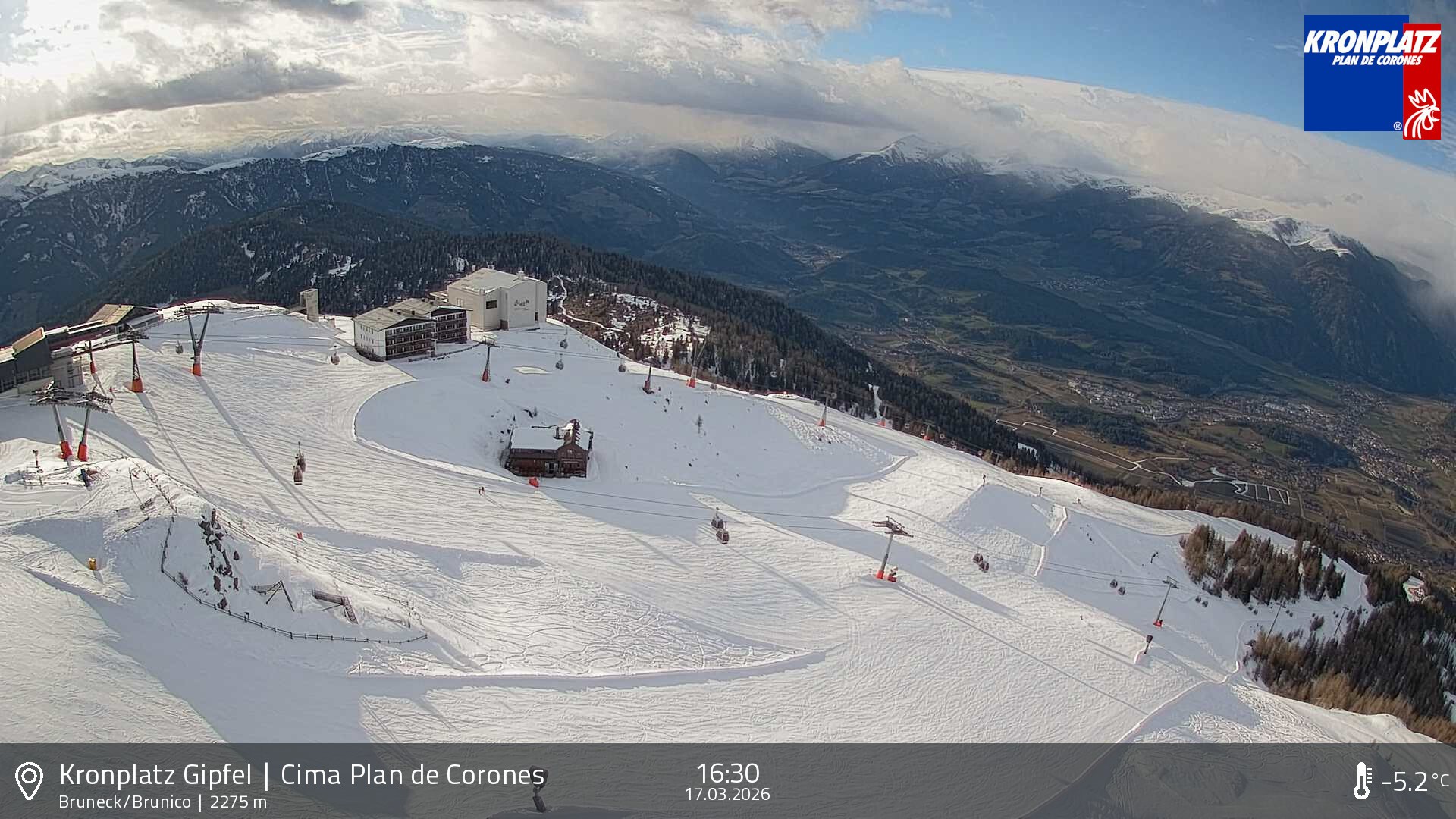 Archiv Foto Webcam Blick auf Bruneck, Kronplatz