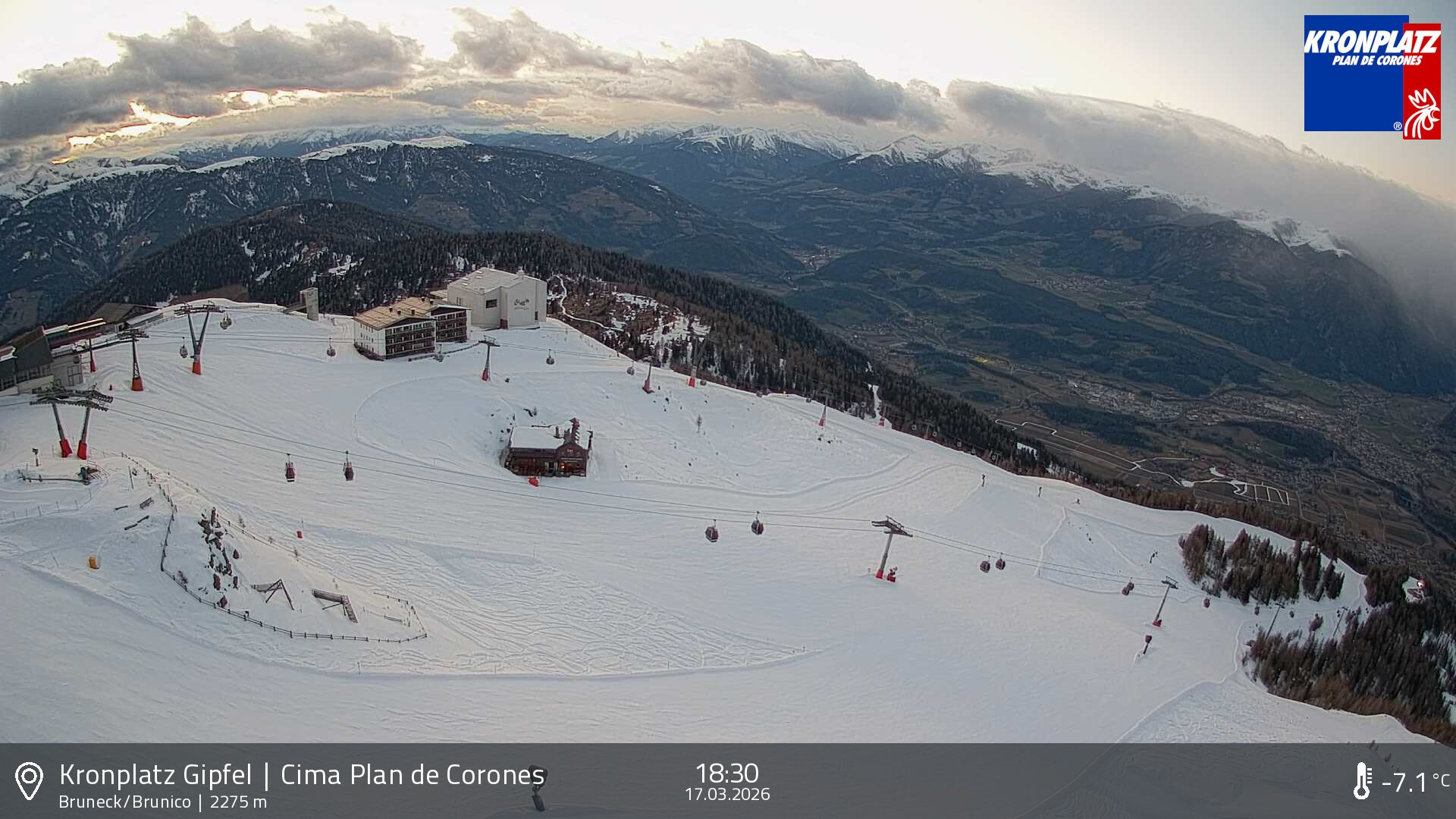 Archiv Foto Webcam Blick auf Bruneck, Kronplatz