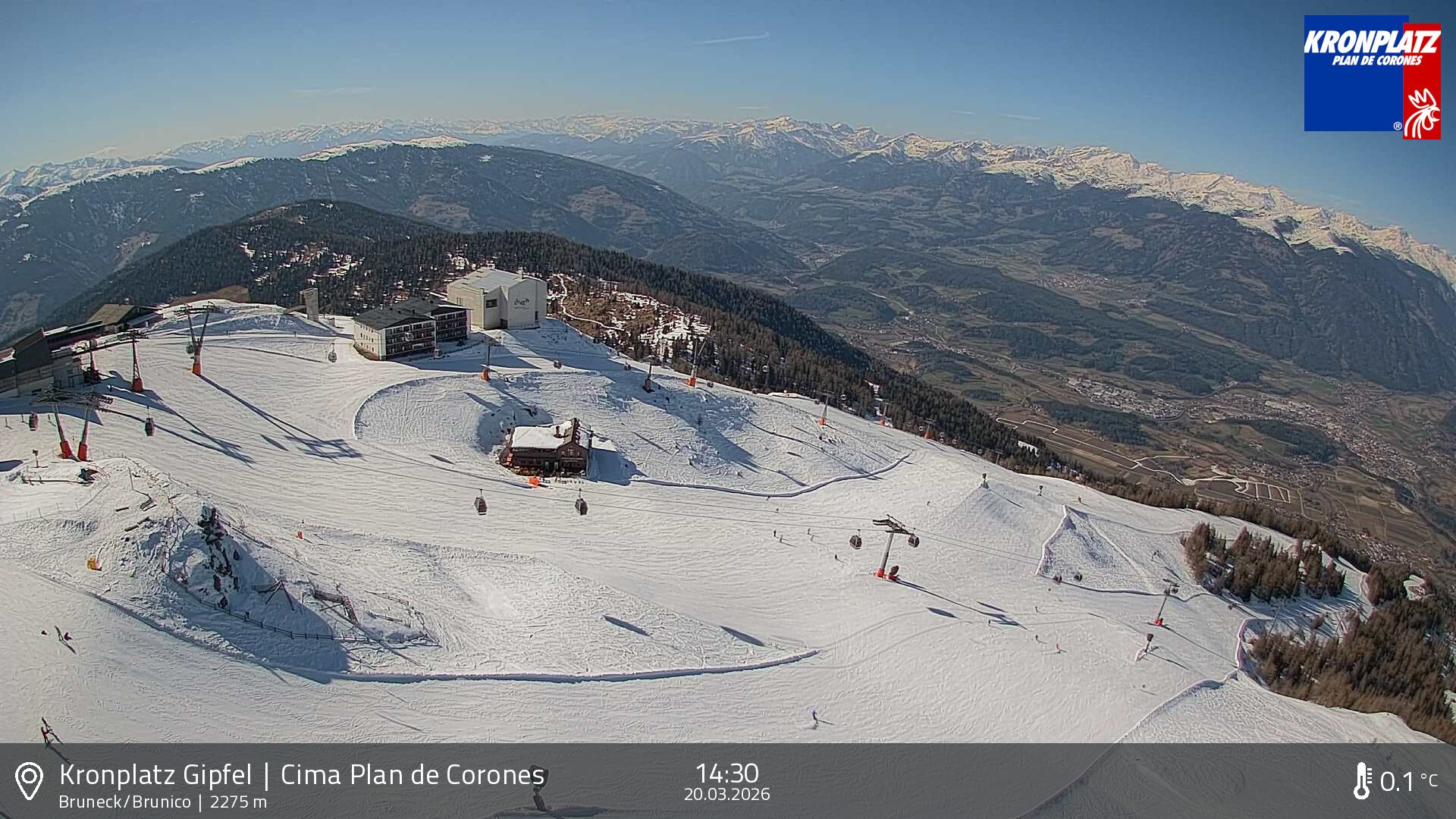 Archiv Foto Webcam Blick auf Bruneck, Kronplatz