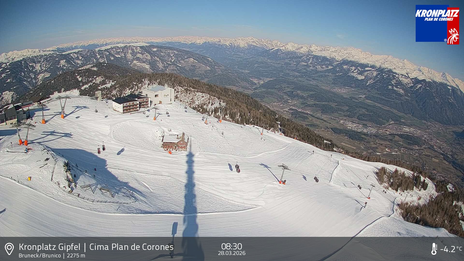 Archiv Foto Webcam Blick auf Bruneck, Kronplatz